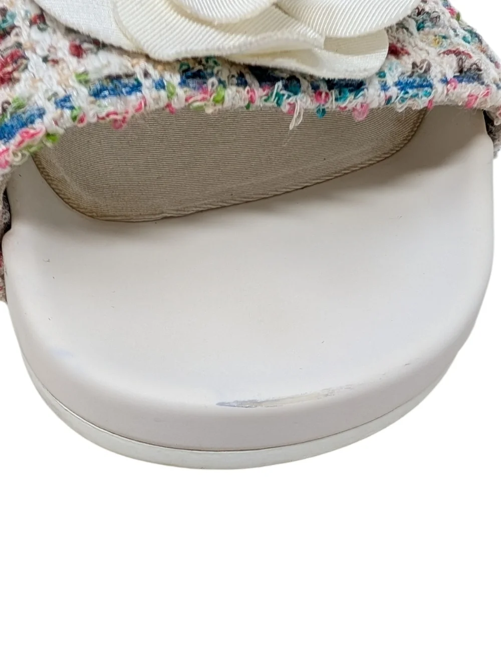 Chanel Camellia Tweed CC Logo Slide Rainbow White Rubber Pool Sandal 38 | 7.5 - Picture 6 of 13